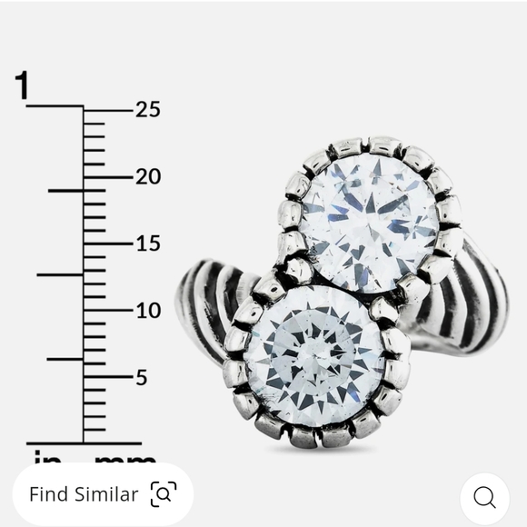 Silver And White Cubic Zirconia Twisted Pattern Ring - Picture 6 of 11